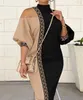 Designer Dames Jurken Lange Mouw Hoge Kraag Herfst Winter Gedrukt Onregelmatige Jurk Elegante Plooien Slanke Vrouwelijke Franse Lange Mouw Feest Lange Rok Blouse