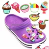 Schoenonderdelen Accessoires Origineel 6 stks/set Novel Desserts Charms Decoratie schattig ijs PVC schoenen Fit Croc Jibz Party Xmas Kids G Dhwy0