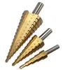 Freeshipping 3Pcs/lot HSS Steel Large Step Drill Bit Set 4-12/20/32mm Cone Titanium Coated Metal Drilling Cut Tool Hole Cutter Hoiao