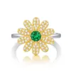 Rings de cluster Winwos real Mossamite Floral Emerald Ring 18K Diamante de ouro branco Promessas Jóias de presente de aniversário