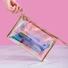 Bolsa de maquiagem holográfica transparente Bolsas de cosméticos transparentes Organizador portátil bolsa de higiene pessoal à prova d'água para mulheres meninas