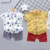 Roupas conjuntos de moda Moda Baby Gary Sum Summer Casual Roupos Top shorts 2pcs para meninos ternos infantis crianças 230412