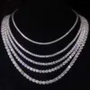 Passa il tester del diamante 2MM 3MM 4MM 5MM 6.5MM Collana in argento 925 ghiacciato Collana con diamanti VVS Catena da tennis Moissanite