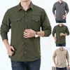 Polos pour hommes Chemise de combat tactique pour hommes Chemise de chasse de camping en plein air d'été de l'armée Combinaison d'escalade pour hommes de couleur unie à manches longues 230412