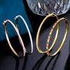 Bangle ThreeGraces Fashion Shiny Cubic Zirconia Rose Gold Color Thin for Women Trendy Prom Dress Smycken Tillbehör B065