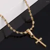 Pendant Necklaces Small Cross Necklace Women Girl Mini Charm Gold Color Jewelry Crucifix Christian Ornaments