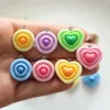 Charms 10st Shiny Circle Heart Series Harts Cute Pendant Flatback DIY örhängen Keychain för smyckesuppfödningar