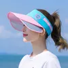 W stylu Visors Sun Virsors Sports Print Hats dla kobiet szeroko zakrojone brzeg plażowy kapelusz UV Protection Cap 230412