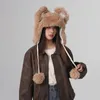 Berets Bear Hat Chapéu de inverno para desenho animado peludo e inteligente ao ar livre