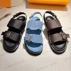 2023 damskie sandały na platformie damskie klapki slajdy Waterfront czarne niebieskie skórzane sandały wysokie obcasy duże buty rozmiar 35-43
