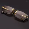 Sonnenbrille Pure Natural Crystal Stone Brillen Mann Luxus Randloses Glas Minerallinse Frau Vintage Acetat UV400 Anti Eye Dry