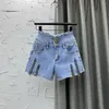 Damen Jeans Blau Reißverschluss Shorts Damen Sommerkleidung 2023 Koreanische Art Hohe Taille Stretch Sexy Mädchen Hüfthose Mode