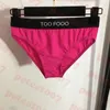 Maillot de bain fendu rose pour femmes, Bikini avec lettres et Logo, débardeur pour dames, sous-vêtements triangulaires, soutien-gorge à bretelles avec rembourré