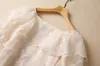 夏のアプリコットドラゴ​​ンフライ刺繍ドレス