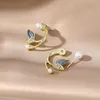 Dos boucles d'oreilles coréen bleu clair luxe Zircon queue de poisson perle goujon pour les femmes mode cristal Imitation douce boucle d'oreille fille bijoux