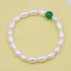 Lien Bracelets DIY À La Mode Belle Long Riz Blanc Waterfresh Perle Élastique Corde Bijoux Pour Femmes Vintage Élégant Charme Minimaliste