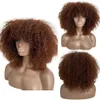Perruques de cheveux humains mongols afro crépus bouclés avec frange pour femmes noires, sans colle, sans colle, densité 180%