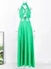 Casual Dresses 2023 Women Halter Neck Tie Backless Beachwear Green Cover Up Party Ladies Summer Clothing Fashion Long Dress