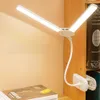 Masa lambaları LED klips lambası şarj edilebilir lamba Çift kafa masası lambası Esnek Goopeneck USB Şarj Klips lambası Dokunmasız Masa Lambaları P230412