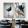 Grönt vinglas duk målar nordiska moderna affischer och tryck väggkonst för bar vardagsrum hem dekoration