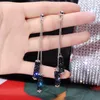 Dangle Earrings Aretes De Mujer Modernos 2023 Blue Shiny Tassel Pendant Jewelry Statement Korean For Women.