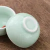 Teaware Sets ORHA Travel Tea Set Ceramic Mini Gongfu Teapot Infuser Portable Gaiwan With 3 Teacups For Picnic Gift (Cyan)