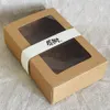 20 PZ 18x12x5 cm Marrone Scatola di Carta Kraft Con Finestra Confezione regalo cajas de cartone Imballaggio Biscotto Macaron Regalo di Nozze1235g