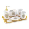 wholesale European style fashion ceramic bathroom toiletry set six-piece set simple toothbrush cup bathroom set