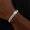 Bracciale completo di lusso a catena in argento sterling 925 cubano hip hop per uomo 614 mm D diamante colorato certificato GRA 230411