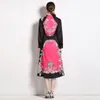 Paisley Floral Vintage Midi Dress Woman مصمم طويل الأكمام من طية صلق للبصفاء المترون