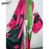 Swimwear féminin Winyi Summer Beach Wear Cover Up Lady Boho Cardigan Impression colorée élégante soyeuse et skin-friendly Sexy Holiday Kimono 230412