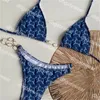 Sommar snörning rem bikini set kvinnor sexiga baddräkter mode broderare stickad baddräkt metall knutna badkläder