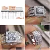 Con piedras laterales Anillos para hombre Moda Sier Anillo de compromiso de piedras preciosas para mujeres Simated Diamond Jewelry Drop Entrega Dhgarden Otfox