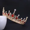 Saç klipleri kız scrunchies kırmızı tiara inci pageant prenses lüks balo rhinestone kafa bandı kadın