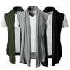 Jackets masculinos Men Cardigan Rouched Breathable Irregular Drapeing Pleated Jacket Coat Streetwear