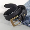 Belts Vintage Luxury Handmade Leather Copper Buckle Man's Belt Cowhide Retro All-match Casual Jeans Soft