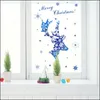 Pegatinas de pared 1 Juego de pegatinas estáticas de PVC de Navidad extraíbles ventana de alce embellecer calcomanías de copos de nieve fiesta de año decoración de vidrio para el hogar