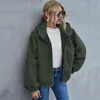 Jaquetas femininas lã de lã verde casaco de inverno macio h manga longa com capuz casual casual snow colet womenwomen's