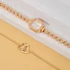 Wristwatches Watch For Women Women's Watches Trendy Small Sugar Bracelet Table Luxury Rose Gold Studded Love Set.