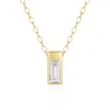Hängen Canner S925 Silver Geometric Square Zircon Pendant Necklace Light Luxury Simple Cortile CollarBone Chain for Women Gift Party
