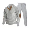 Herrspårar faller corduroy sweatshirt solid färg tröjor set mend kostymer klänning för män smala fit mens klassiker