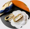 Hip Hop Designer Hoge kwaliteit 18K GOUDE PLATING OORRINGEN BAND Letter Geometrie vierkant zilverplaten Earring metalen stalen zegel vrouwen bruiloftsfeestje sieraden accessoires