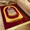 Carpet Luxury Foldable Prayer Mat Muslim Vintage Quality Motif AntiSlip with Tassels Prayer Rug Islamic Gift Ramadan Eid Worship Mats Z0411