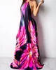 Casual Dresses Halter Colorful Print Open Back Maxi Dress Fashion Women Printing Boho Long Evening Party