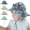 Cappelli a secchiello in cotone per bebè estivi con fiocco in fiocco Cappello da sole per bambini in puro colore stampato a fiori dolci 12 colori