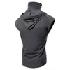 Men's T Shirts Men's Fashion Hooded Mask Tank Tops Hoodie Sleeveless Male Bodybuilding Workout Top Gym Clothing Summer