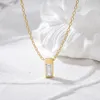 Pendants CANNER S925 Silver Geometric Square Zircon Pendant Necklace Light Luxury Simple Versatile Collarbone Chain For Women Gift Party