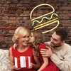 Hamburger Neon Lights Child Neon Sign for Party Wedding Birthday Fast Food Shop Restaurant Wall Hanging LED Light Home Decoration Water Drop Atmosphere Night Lights