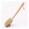 Brosses de bain Éponges Épurateurs Brosse pour le corps à peau sèche avec longue poignée antidérapante amovible 100% poils naturels douche circulation sanguine Dhmfb