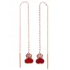 Orecchini pendenti russi 585 viola oro zucca rossa Earline placcati con rosa 14K temperamento di lusso leggero moda classica per le donne